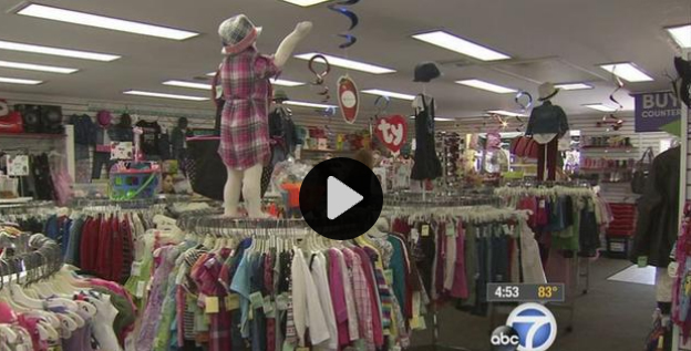 Children's Orchard screenshot from tv spot featuring new store in Manhattan Beach, shows inside of store