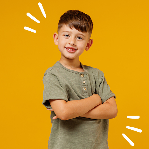 Boy in green tee shirt