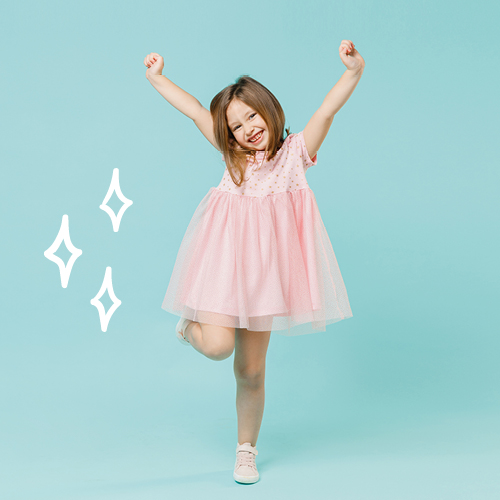 Young girl in pink dress
